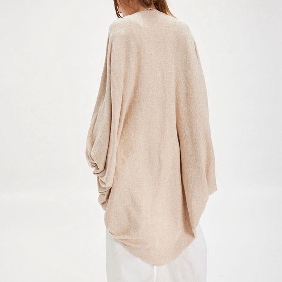 Free People Cream Women's Poncho Sweater - Picture 2 of 3